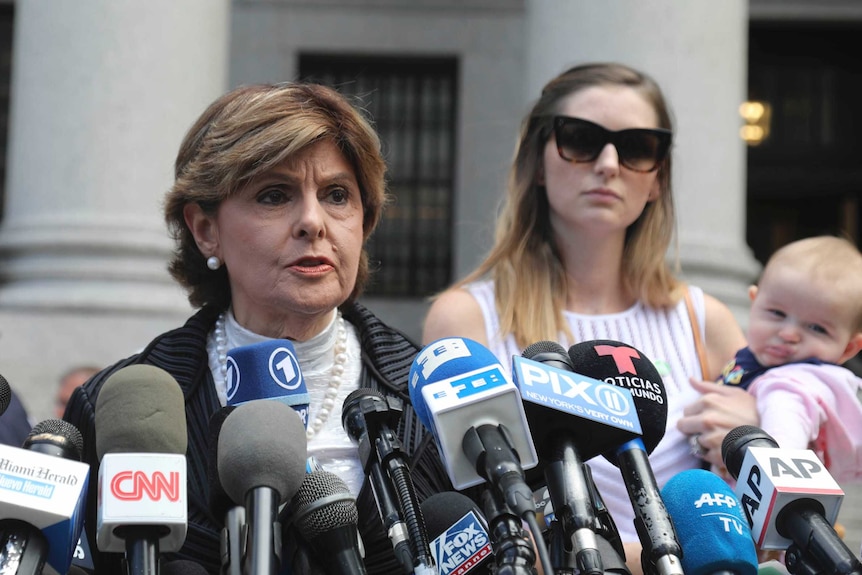 Attorney Gloria Allred with her clients who have accused Jeffrey Epstein of sexual abuse