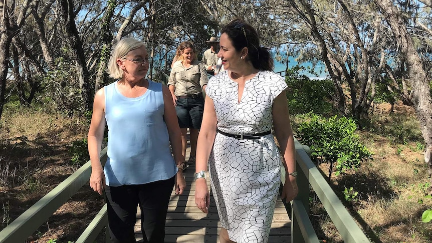 Leanne Donaldson and Annastacia Palaszczuk at Mon Repos Turtle Centre at Bargara near Bundaberg.