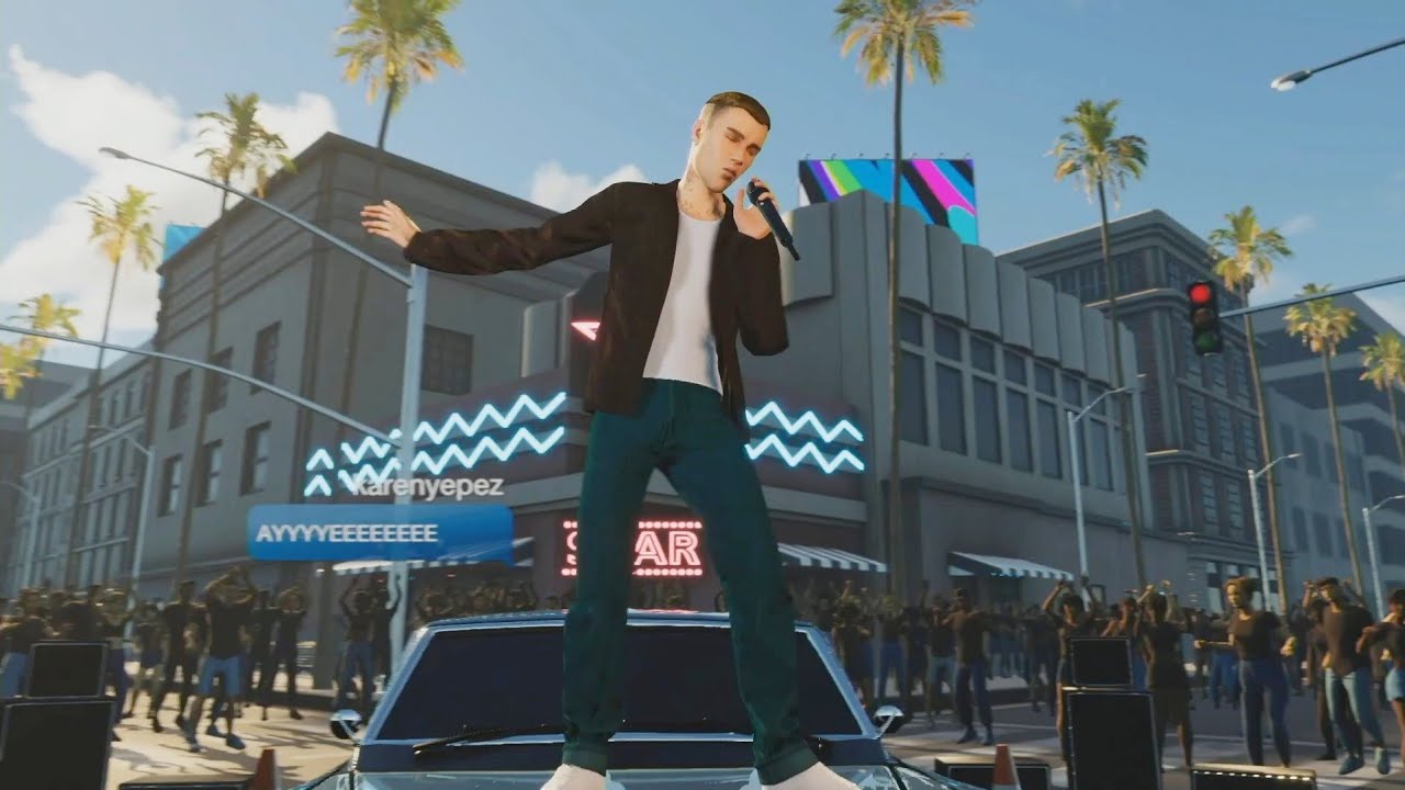 Justin Bieber's avatar performing in the metaverse