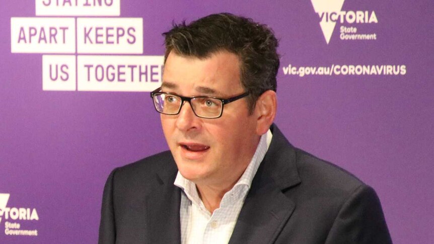 Victorian Premier Daniel Andrews gestures and speaks at a press conference on August 31, 2020.