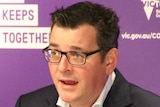 Victorian Premier Daniel Andrews gestures and speaks at a press conference on August 31, 2020.