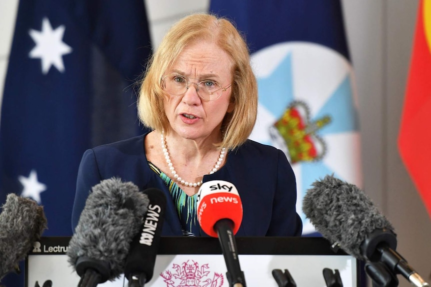 Queensland Chief Health Officer Dr Jeannette Young speaks to the media in Brisbane on January 14, 2021.