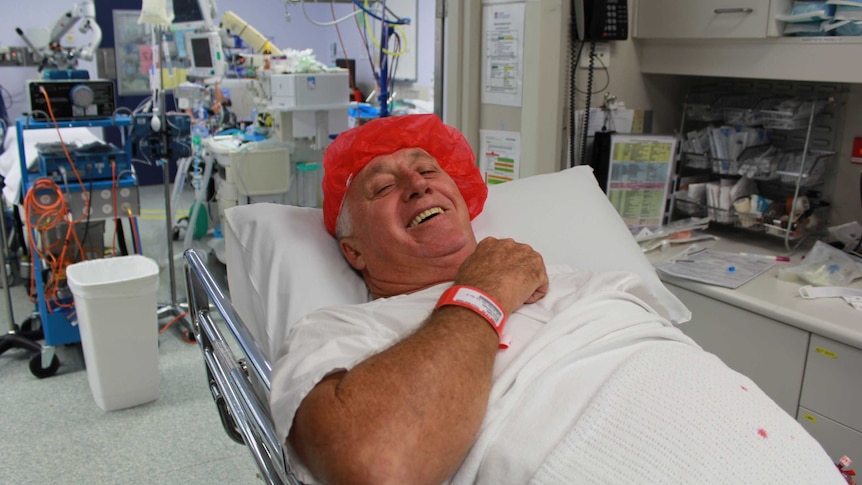 Bruce at the hospital just before his operation—smiling