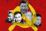 A collage of Communist Party leaders including Xi Jinping, Soviet leader Mikhail Gorbachev, Kim Jong-un, Pol Pot.
