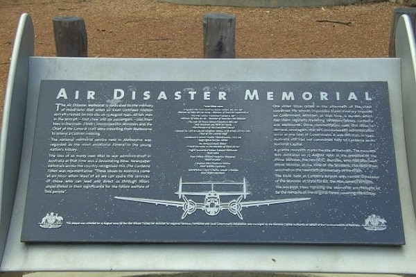 The Canberra Air Disaster memorial.