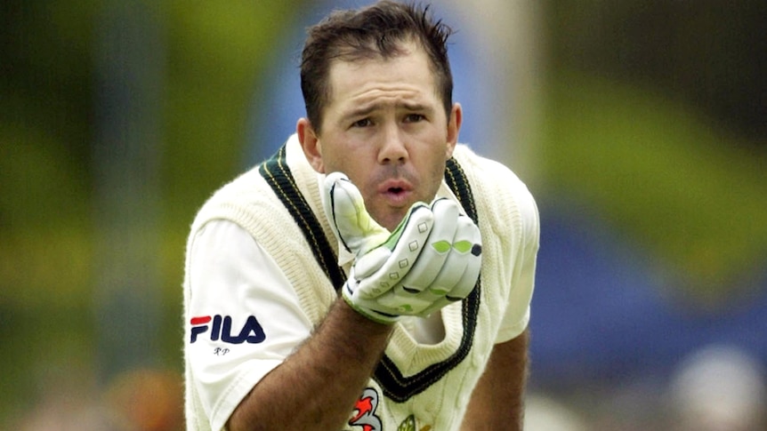 Ricky Ponting of Australia blows a kiss to his wife, Rianna, on reaching his double century in 2003.
