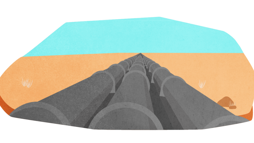 Three above ground water pipeline