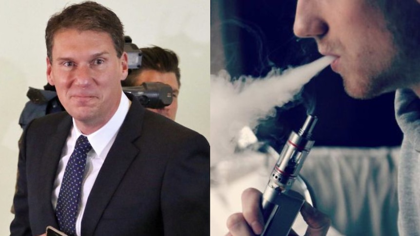 Composite image of Cory Bernardi and a vaper