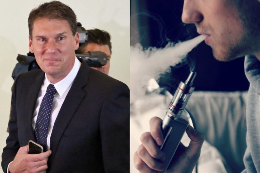 Composite image of Cory Bernardi and a vaper