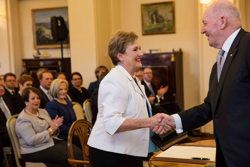 Jane Prentice being sworn in as an assistant minister.