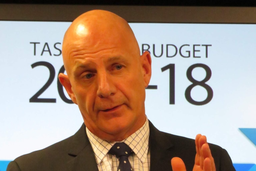 Peter Gutwein at the 2017 budget media conference