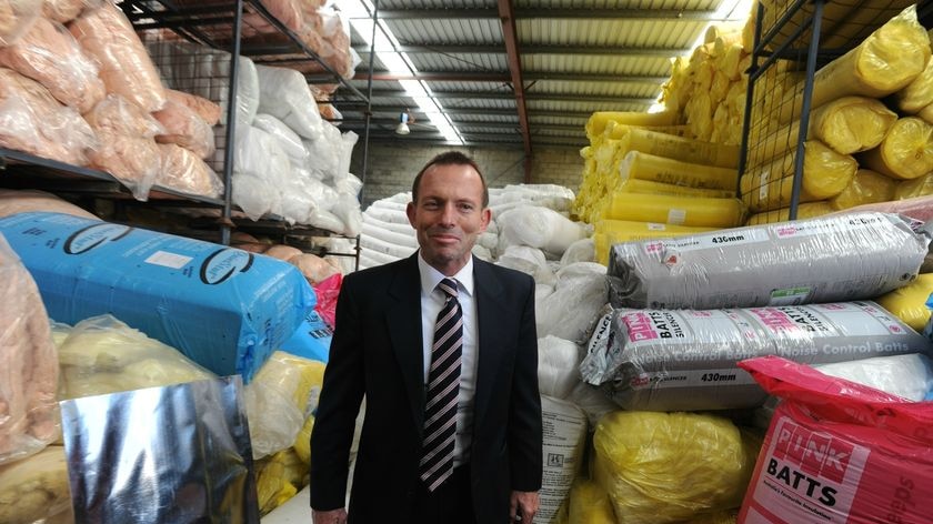 Tony Abbott visits a home insulation batts factory