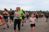 Amy and Holly Matthews running in the Frankston parkrun event.
