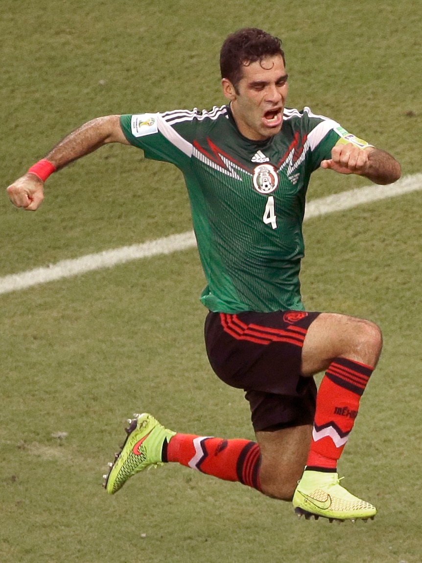 Rafael Marquez celebrates a goal for Mexico