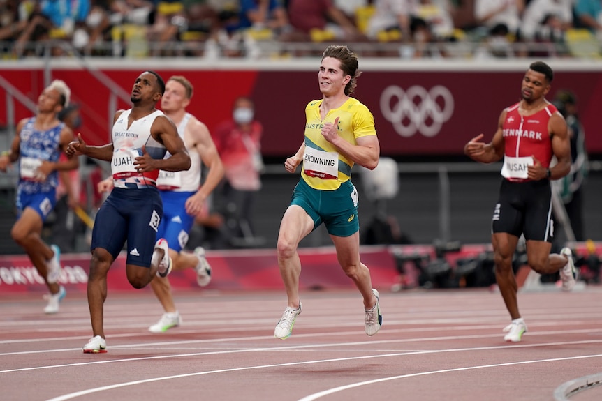 Olympic runner competing in the 100m heats