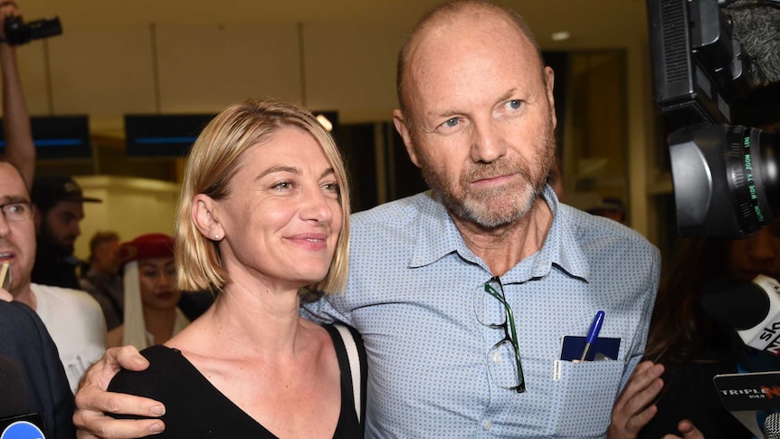 Tara Brown and Stephen Rice at the airport.