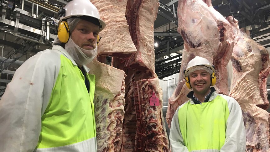 Coaches of the Australian meat judging team Nick van den Berg and Tim Ryan