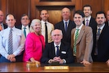 11 Fraser Coast Councillors posing for a group photo in council chambers.