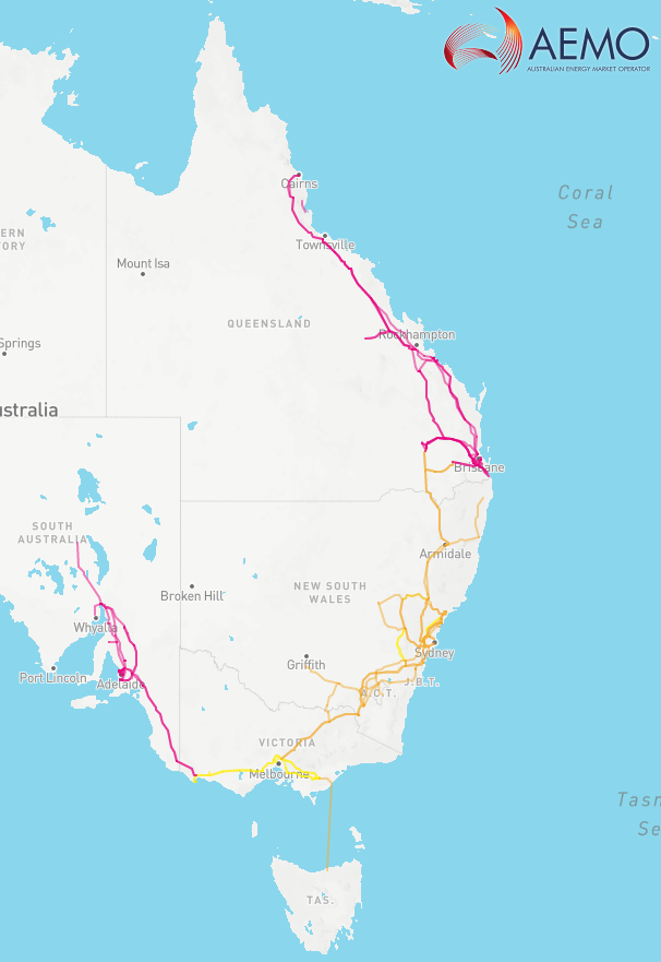 National Electricity Market map