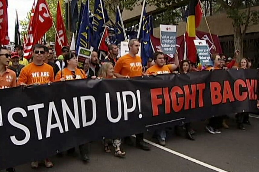 Unions March In Protest Against Abbott Government Over Attacks On