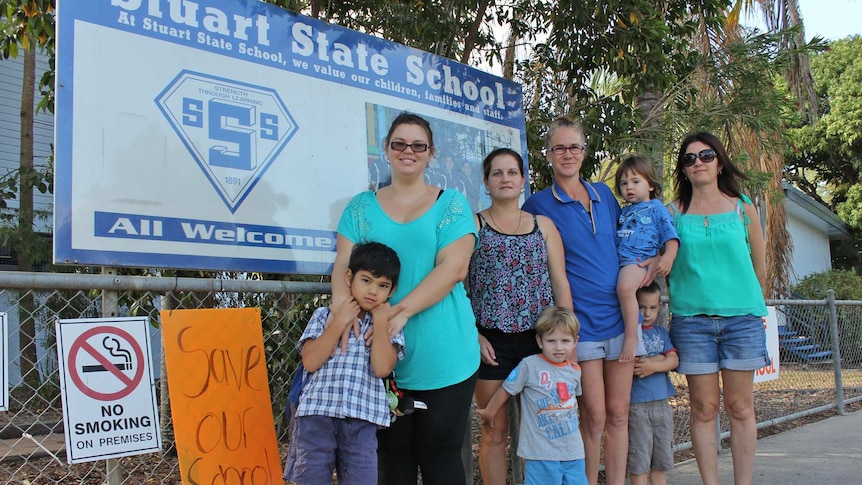 Karen Mortimer and parents of students outside Stuart State School in November.