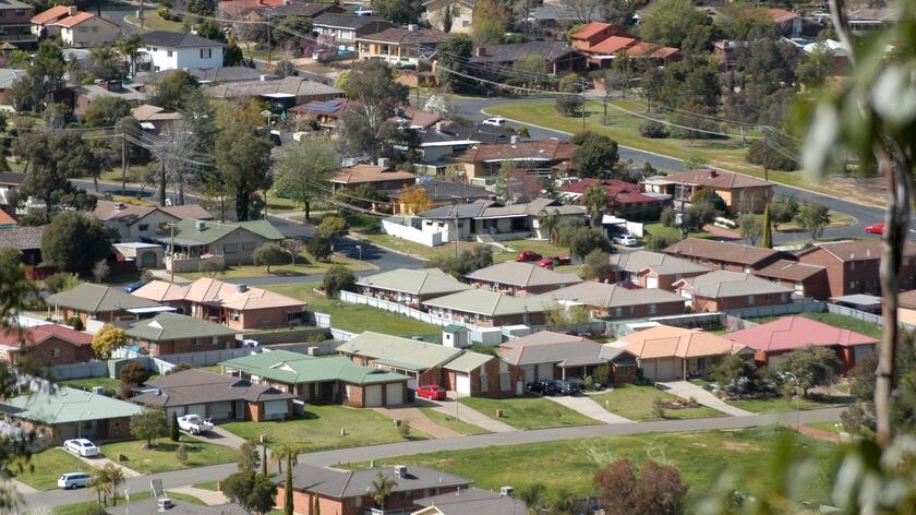 Rooftops of houses in the NSW city of Wagga Wagga.