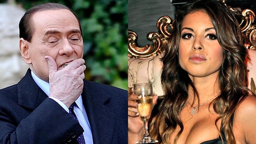 LtoR Italian Prime Minister Silvio Berlusconi and Karima El Mahroug, aka Ruby