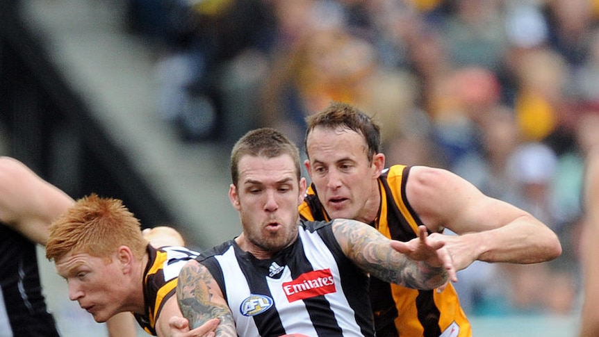 Business as usual ... star midfielder Dane Swan racked up 33 touches in Collingwood's win.