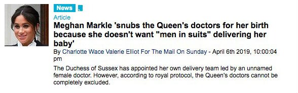 Headline about Meghan snubbing the Queen's doctors