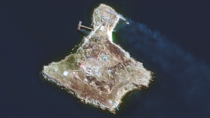 Satellite image of small island.