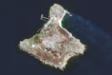 Satellite image of small island.