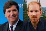 A composite image of Fox News host Tucker Carlson and Rutger Bregman.