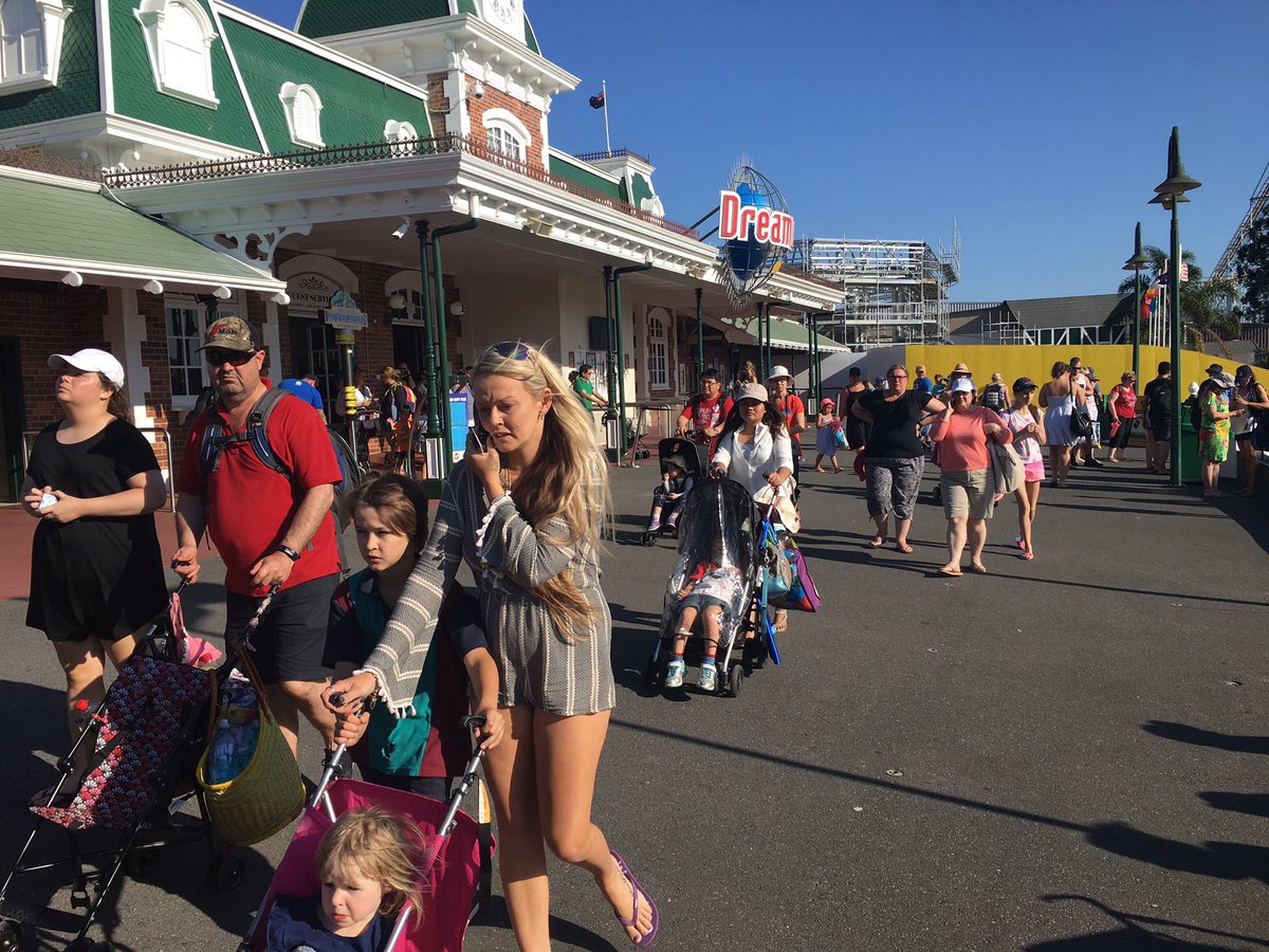Dreamworld patrons leaving the park