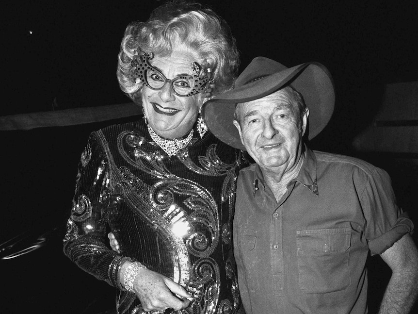 Photographer John Elliott's iconic picture of Slim Dusty and Dame Edna Everage