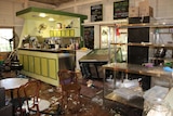 The inside of Eva's cafe in Darwin which was trashed overnight