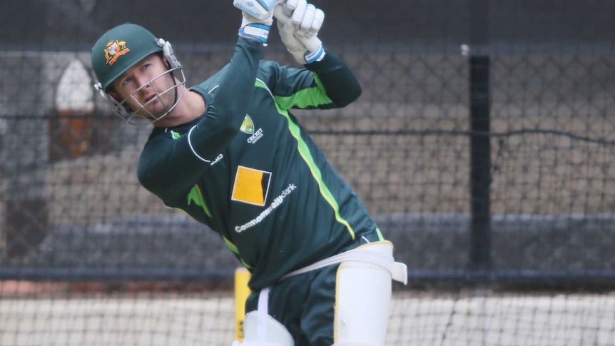 Michael Clarke bats in the nets at Adelaide Oval on December 4, 2013.