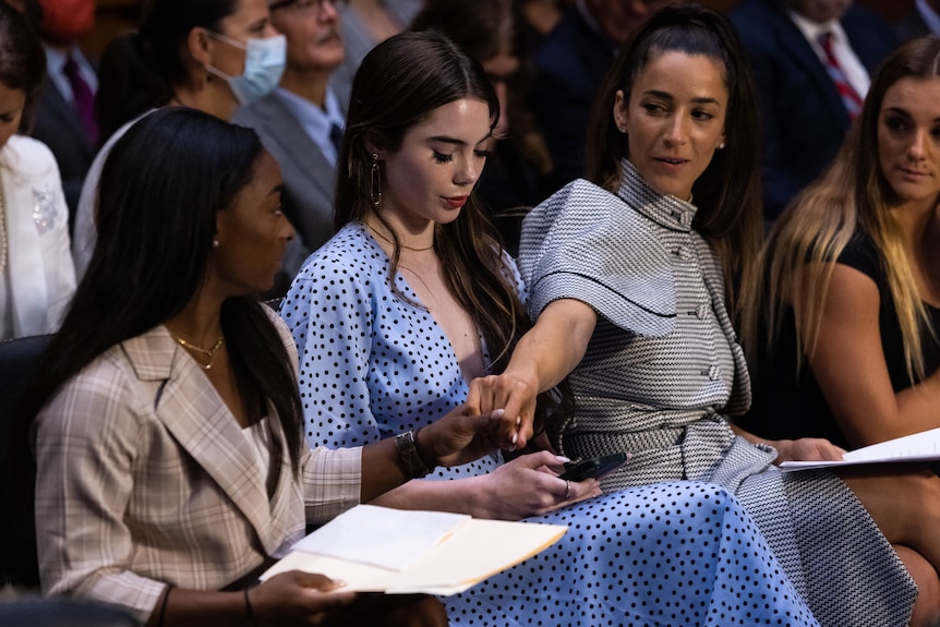 USA gymnasts at US senate hearing into Larry Nassar abuse