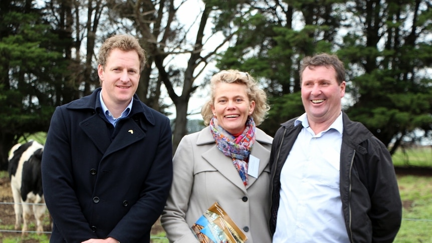 Farmer lobby group representatives standing on a dairy farmers