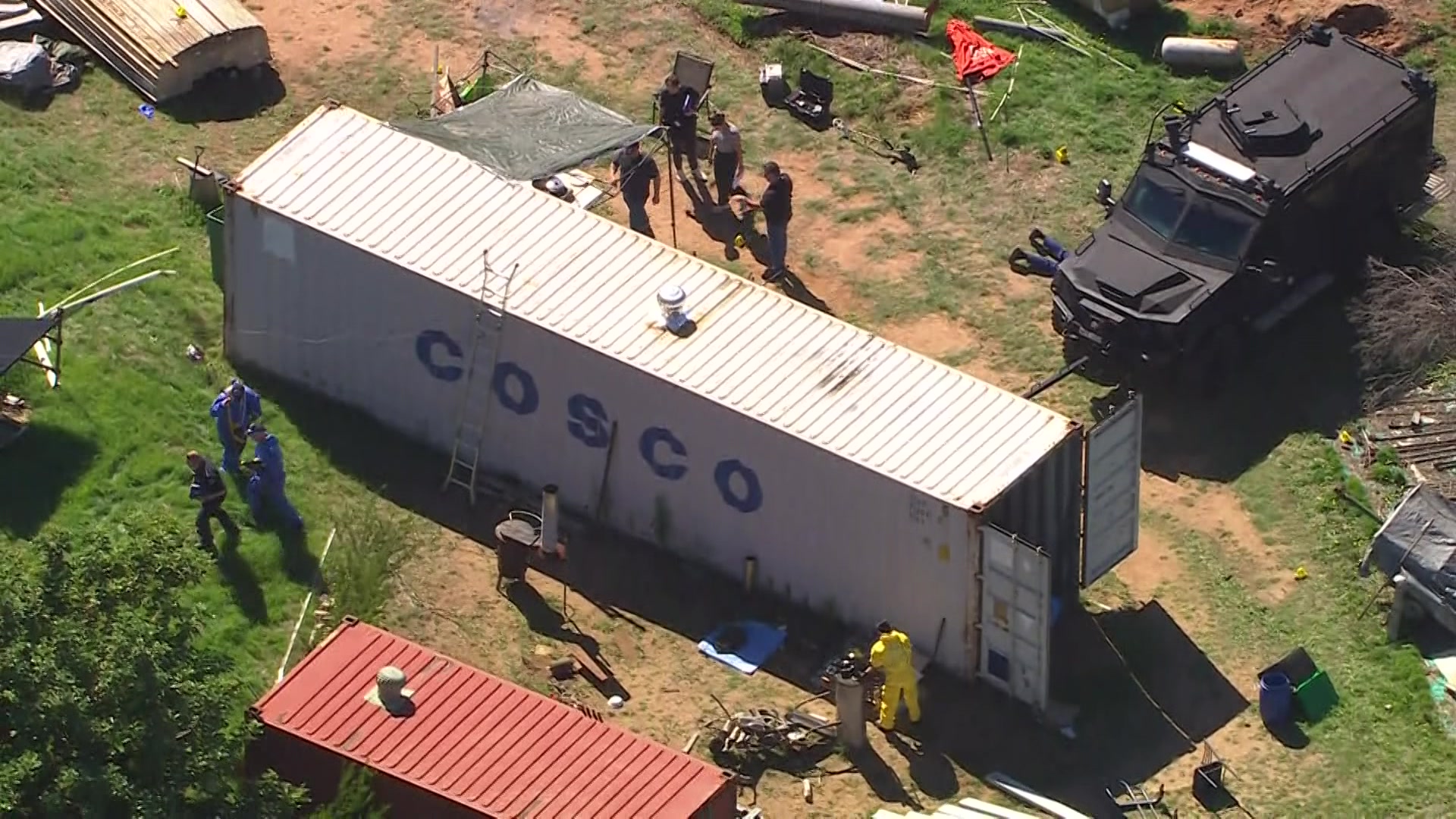 An aerial shot of the Dezi Freeman hideout