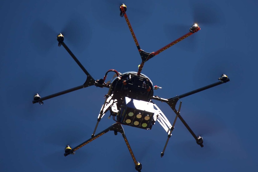 Multi-rotor drone carrying a multispectral camera
