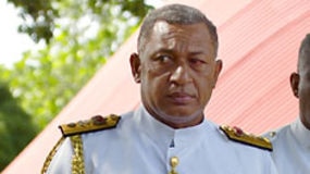 Fiji: Commodore Frank Bainimarama has refused to be drawn as to when he might carry out a coup (file photo).