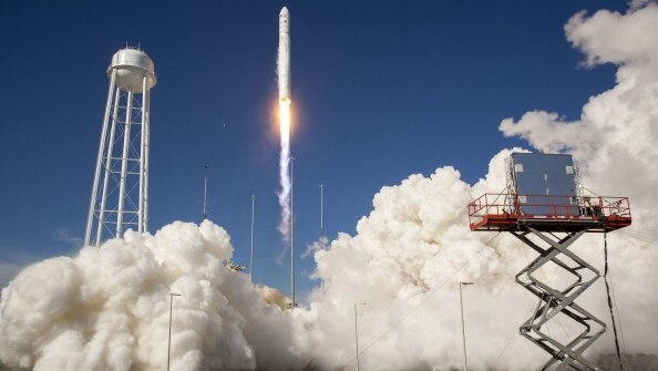 The Orbital Sciences Corporation Antares rocket launches.