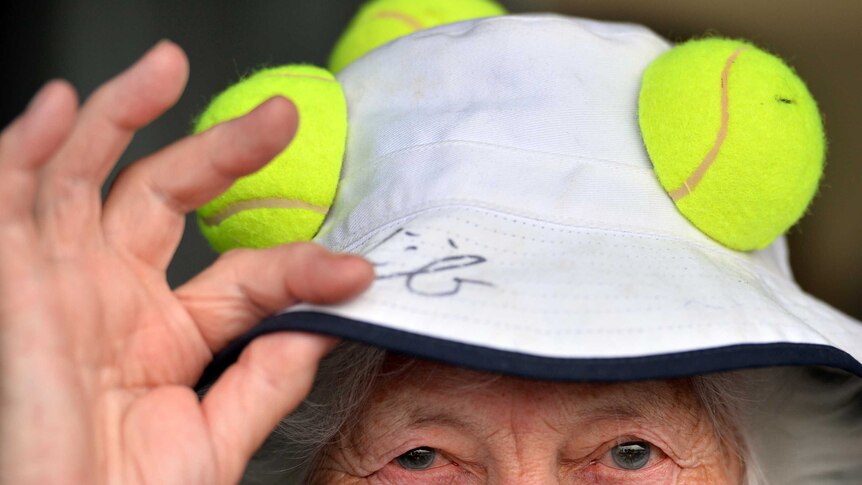 Tennis-ball hat at Wimbledon.