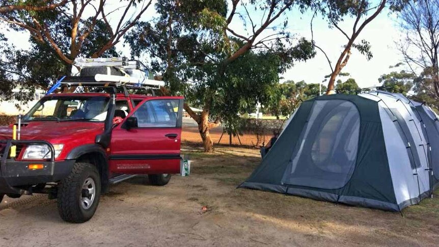 The Brooking's four wheel drive and tent