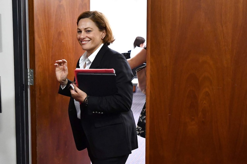 Queensland Deputy Premier Jackie Trad is seen leaving the Labor Caucus Meeting at Queensland Parliament House.