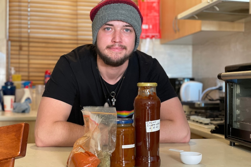 A man with cooking ingredients