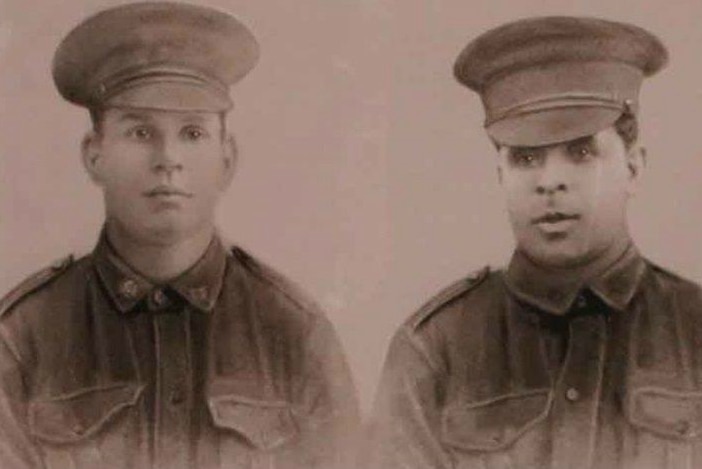 Kenneth Farmer's brothers, Augustus (left) and Larry (right), both served at Gallipoli and died on the Western Front.