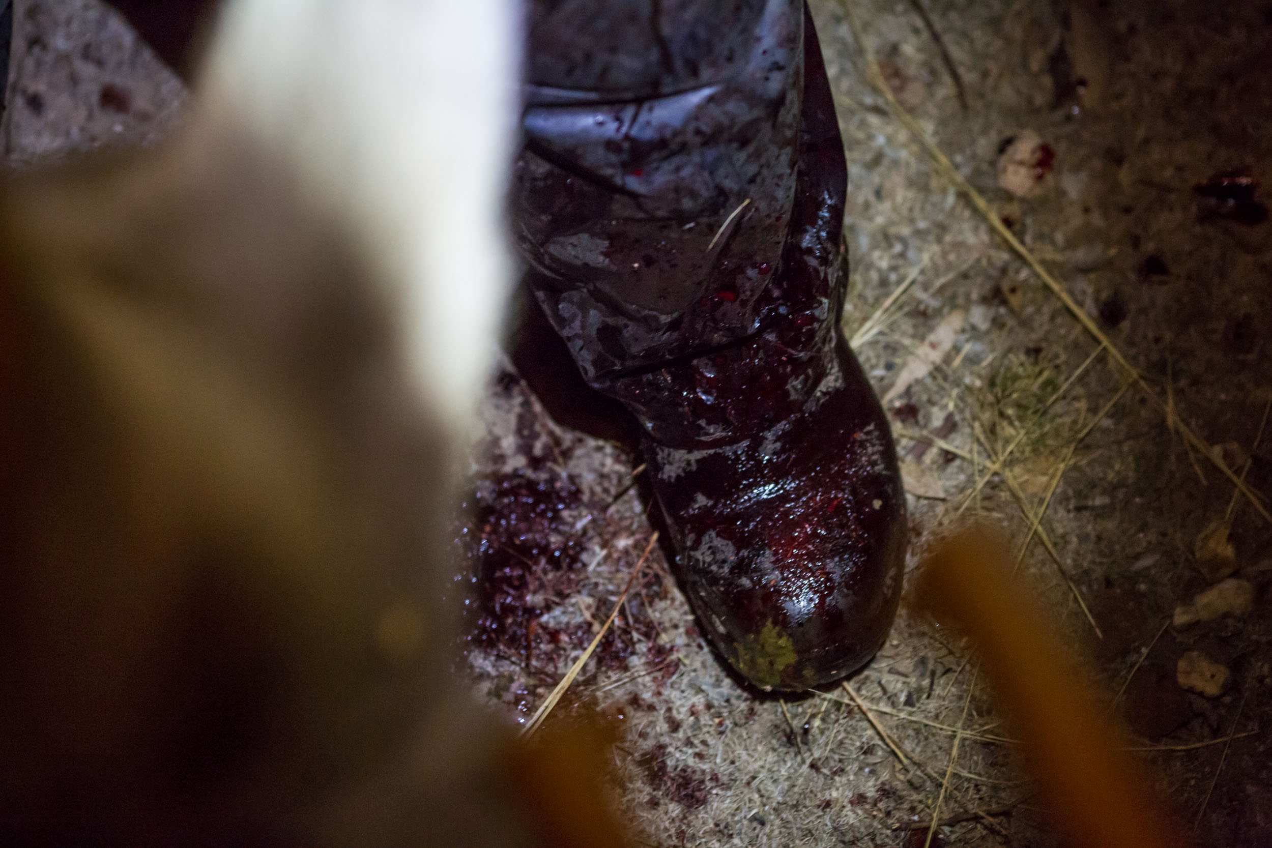 Glenn Cole's blood-spattered boot.
