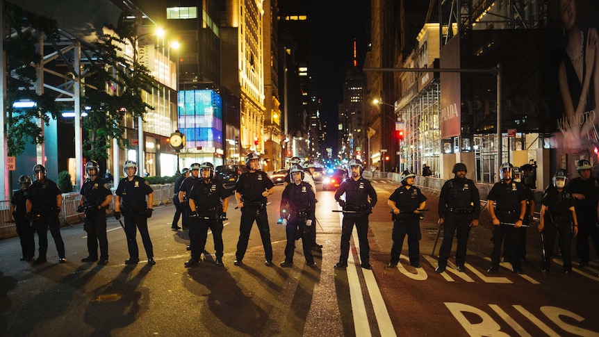 New York protests police line