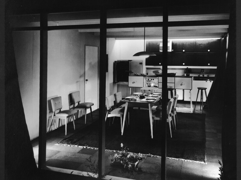The kitchen of the House of Tomorrow, designed by Robin Boyd and displayed by the Small Homes Service in Melbourne, 1949.